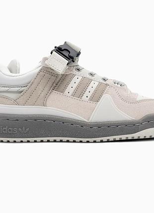 Кроссовки мужские, кроссовки женские, 1в1 люкс качество, кожа, adidas forum low x bad bunny light grey, sky-adi-0294