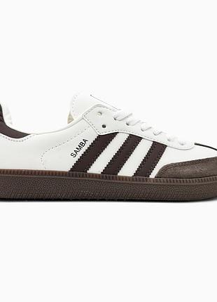 Кроссовки мужские, кроссовки женские, 1в1 люкс качество, кожа, adidas samba beige/brown, sky-adi-0564