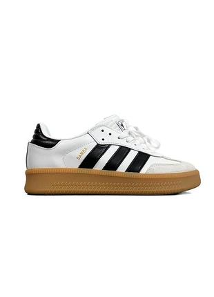Кроссовки мужские, кроссовки женские, 1в1 люкс качество, кожа, adidas samba xlg white/black gum, sky-adi-0397