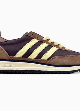 Кроссовки мужские, кроссовки женские, 1в1 люкс качество, кожа, adidas sl 72 og brown/yellow, sky-adi-0465