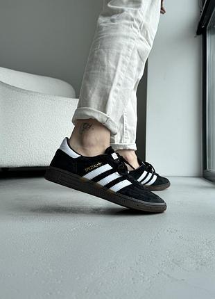 Кроссовки мужские, кроссовки женские, 1в1 люкс качество, кожа, adidas spezial black/white, sky-adi-0432