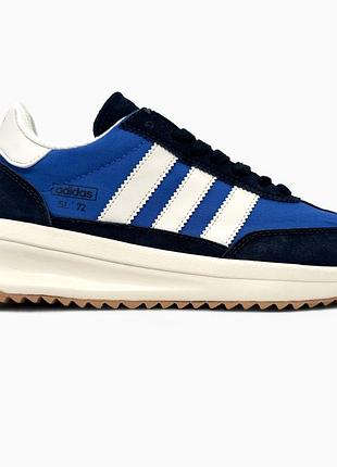 Кроссовки мужские, кроссовки женские, 1в1 люкс качество, кожа, adidas sl 72rtn black/blue/white, sky-adi-0508
