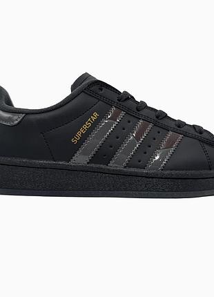 Кроссовки мужские, кроссовки женские, 1в1 люкс качество, кожа, adidas superstar x dime black, sky-adia-0515