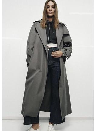 Тренч zara сірий у наявності розмір м