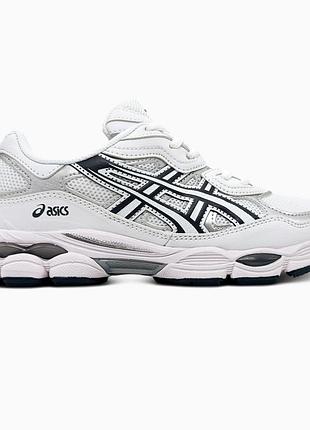 Кроссовки мужские, кроссовки женские, 1в1 люкс качество, кожа, asics gel-nyc white/silver, sky-asc-0255
