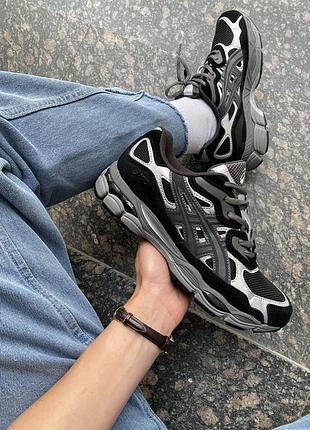 Кроссовки мужские, кроссовки женские, 1в1 люкс качество, кожа, asics gel-nyc graphite grey/black, sky-asc-0013