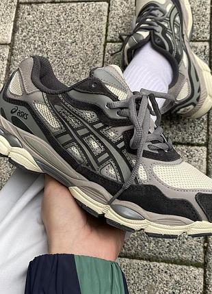 Кроссовки мужские, кроссовки женские, 1в1 люкс качество, кожа, asics gel-nyc beige/brown, sky-asc-0023