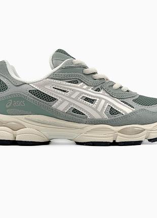 Кроссовки мужские, кроссовки женские, 1в1 люкс качество, кожа, asics gel-nyc green, sky-asc-0135