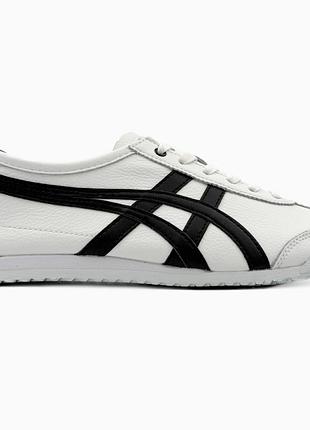 Кроссовки мужские, кроссовки женские, 1в1 люкс качество, кожа, asics onitsuka tiger mexico white/black, sky-asc-0124