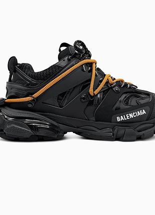Кросівки чоловічі, кросівки жіночі, 1в1 люкс якість, шкіра, balenciaga track trail laces black/orange, sky-bal-0052