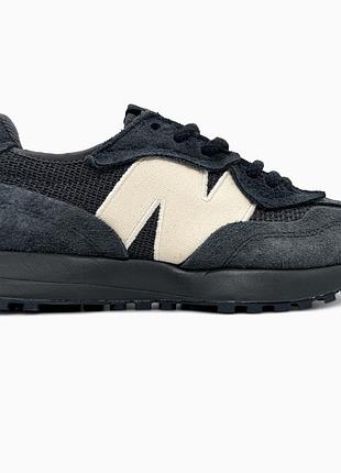 Кросівки чоловічі, кросівки жіночі, 1в1 люкс якість, шкіра, new balance 327 black/grey/white, sky-nbl-0454