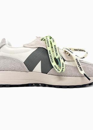 Кросівки чоловічі, кросівки жіночі, 1в1 люкс якість, шкіра, new balance 327 grey extreme laces, sky-nbl-0476