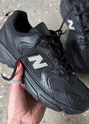 Кросівки чоловічі, кросівки жіночі, 1в1 люкс якість, шкіра, new balance 530 pure black, sky-nbl-0147