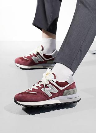 Кросівки чоловічі, кросівки жіночі, 1в1 люкс якість, шкіра, new balance 574 legacy bordo/beige, sky-nbl-0237