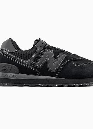 Кросівки чоловічі, кросівки жіночі, 1в1 люкс якість, шкіра, new balance 574 full black, sky-nbl-0431