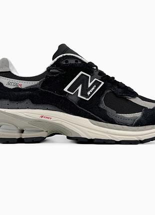 Кросівки чоловічі, кросівки жіночі, 1в1 люкс якість, шкіра, new balance 2002r protection pack black/grey, sky-nbl-0185