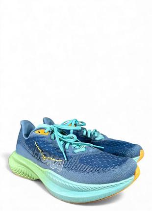 Чоловічі бігові кросівки hoka one one mach 6 у фірмовому синьо-зеленому кольорі (dusk / shadow / waterfall).розмір:48(31см).матеріал:тканина