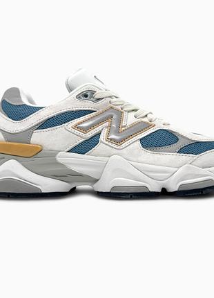 Кросівки чоловічі, кросівки жіночі, 1в1 люкс якість, шкіра, new balance 9060 beige/blue/yellow, sky-nbl-0385