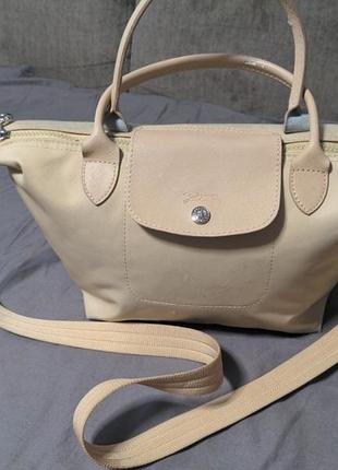 Женская сумка longchamp, светлого цвета