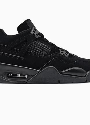 Кроссовки мужские, кроссовки женские, 1в1 люкс качество, кожа, nike air jordan 4 black cat, sky-nik-0783