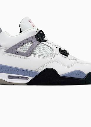 Кросівки чоловічі, кросівки жіночі, 1в1 люкс якість, шкіра, nike air jordan 4 retro white cement, sky-nik-0754