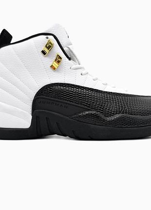 Кросівки чоловічі, кросівки жіночі, 1в1 люкс якість, шкіра, nike air jordan 12 retro white/black, sky-nik-0787