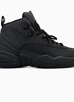 Кроссовки мужские, кроссовки женские, 1в1 люкс качество, кожа, nike air jordan 12 black, sky-nik-0766