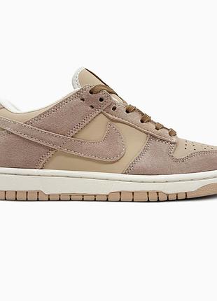 Кросівки чоловічі, кросівки жіночі, 1в1 люкс якість, шкіра, nike sb dunk low light brown suede, sky-nik-0834