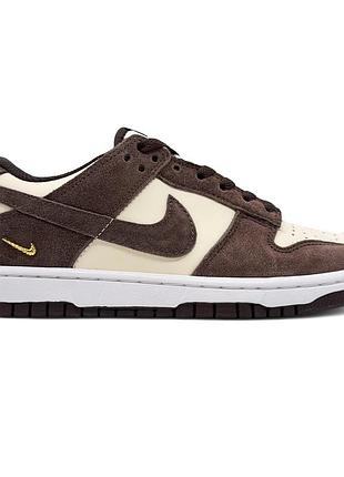 Кросівки чоловічі, кросівки жіночі, 1в1 люкс якість, шкіра, nike dunk low pale ivory baroque brown, sky-nik-0824