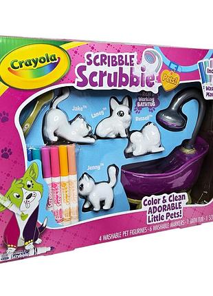 Набір для творчості крайола домашні тварини з ванною, crayola scribble scrubbies glam pack 4 pets! (74-7442-0)