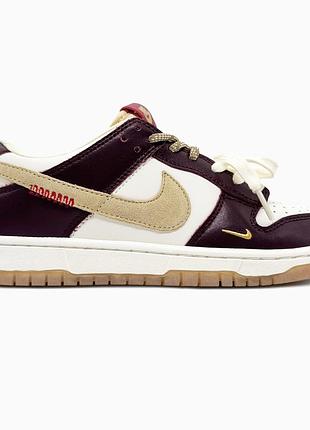Кросівки чоловічі, кросівки жіночі, 1в1 люкс якість, шкіра, nike dunk lx white/maroon, sky-nik-0805