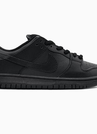 Кросівки чоловічі, кросівки жіночі, 1в1 люкс якість, шкіра, nike dunk low pro sb triple black, sky-nik-0769