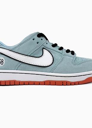 Кросівки чоловічі, кросівки жіночі, 1в1 люкс якість, шкіра, nike sb dunk low gulf blue/orange, sky-nik-0580