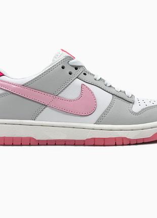 Кроссовки мужские, кроссовки женские, 1в1 люкс качество, кожа, nike sb dunk low grey/white/pink, sky-nik-0637
