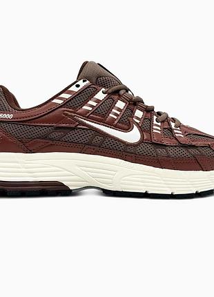 Кросівки чоловічі, кросівки жіночі, 1в1 люкс якість, шкіра, nike p-6000 fauna brown soft pearl, sky-nik-0742