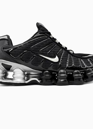 Кроссовки мужские, кроссовки женские, 1в1 люкс качество, кожа, nike shox tl black/silver, sky-nik-0842