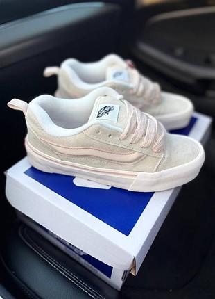 Кроссовки женские бежевые, vans old skool beige, кеди vans knu skool