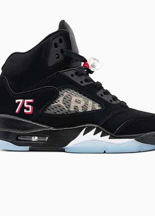 Кроссовки мужские, кроссовки женские, 1в1 люкс качество, кожа, nike air jordan 5 retro black/blue, sky-nik-0759