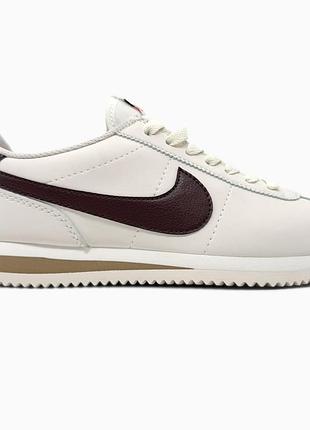 Кросівки чоловічі, кросівки жіночі, 1в1 люкс якість, шкіра, nike cortez beige/brown, sky-nik-0645