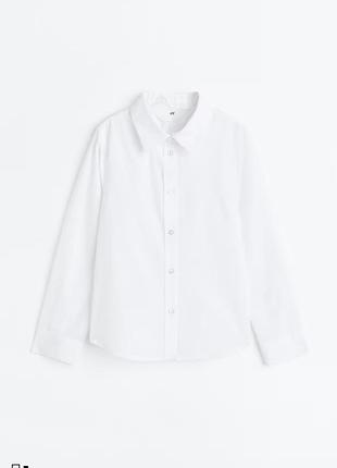 Дитяча біла класична сорочка h&m з довгим рукавом та відкладним коміром