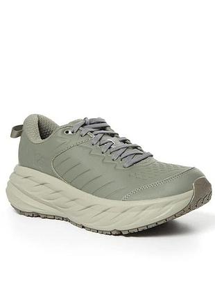 Шкіряні кросівки hoka one one bondi sr (у забарвленні olive haze / khaki). розмір: 48(31см).матеріал: шкіра