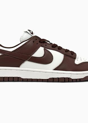 Кросівки чоловічі, кросівки жіночі, 1в1 люкс якість, шкіра, nike sb dunk low brown/white, sky-nik-0640