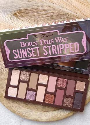 Too faced born this way sunset stripped eyeshadow palette — палетка тіней для повік, 16 відтінків