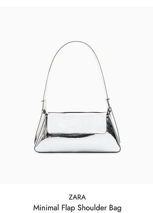 Металік сумка багет на плече zara, нова. одягнута один раз. сумочка срібна