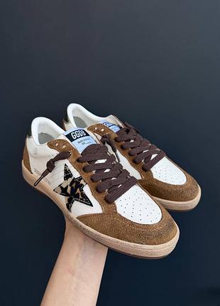 Жіночі кеди коричневі з зіркою golden goose deluxe brand ggdb голден гус  шкіра 36–41   в наявності балстар ballstar