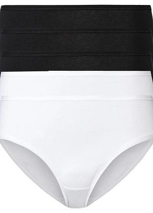 Трусики-сліп набір 5 шт. бавовняні для жінки esmara lycra® 409614_461353 xxl чорно-білий