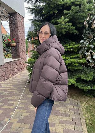 Короткий пуховик невагомий на тілі бренду clasna оверсайз три кольори натуральний пух