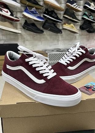Чоловічі кеди vans premium old skool преміальні замшеві бордові класичні повсякденні для скейтборду трендові 44.5-45 р оригінал бу стильні всесезон