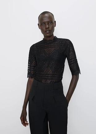 Жіноча мереживна блузка блуза кофточка від zara