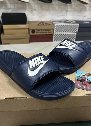 Чоловічі шльопанці nike benassi jdi темно-сині сланці пляжні спортивні для басейну тренувань в душ легкі оригінал бу 42-42.5 р повсякденні літні